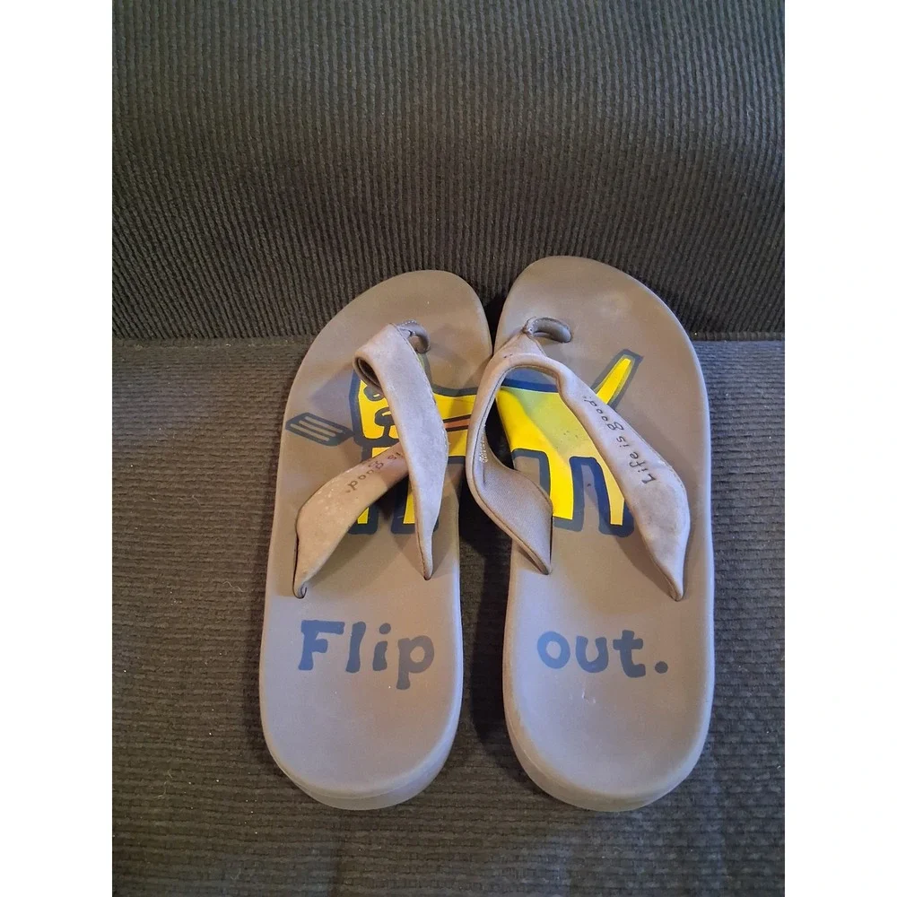 Life‎ is Good Mens Flip Out Leather Upper Thong Sandals Brown Jake Dog Size 8